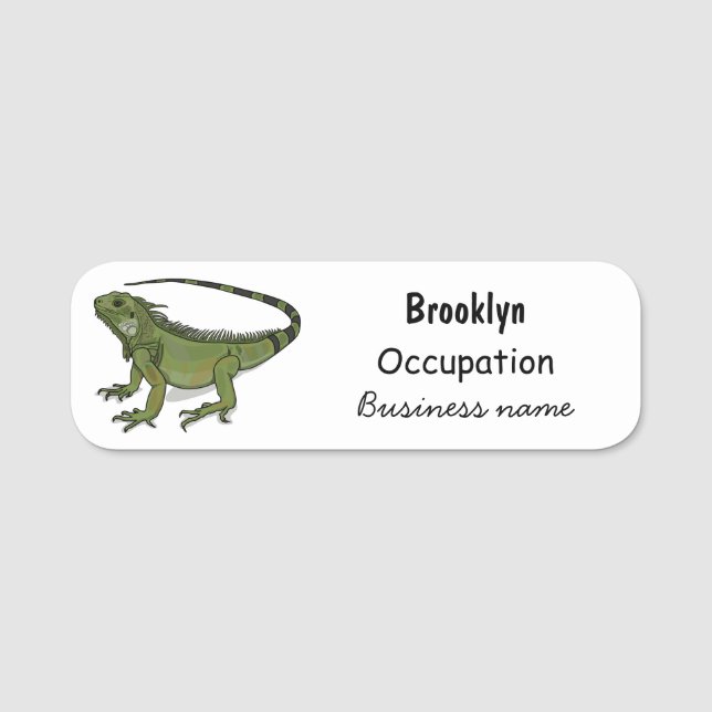 illustration av tecknaden Iguana Namnbricka (Framsida)