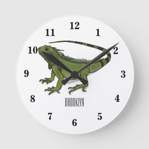 illustration av tecknaden Iguana Rund Klocka