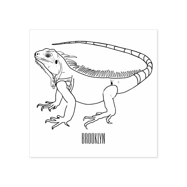 illustration av tecknaden Iguana Stämpel (Tryck)