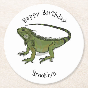 illustration av tecknaden Iguana Underlägg Papper Rund