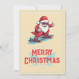 Illustration av Tecknaden jultomten Skater Julkort