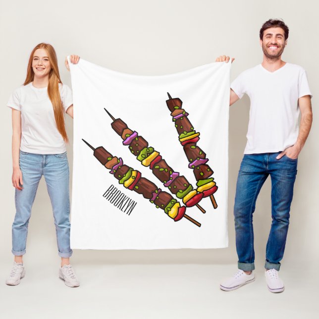 illustration av tecknaden Kebab eller kabob Fleecefilt (På plats)