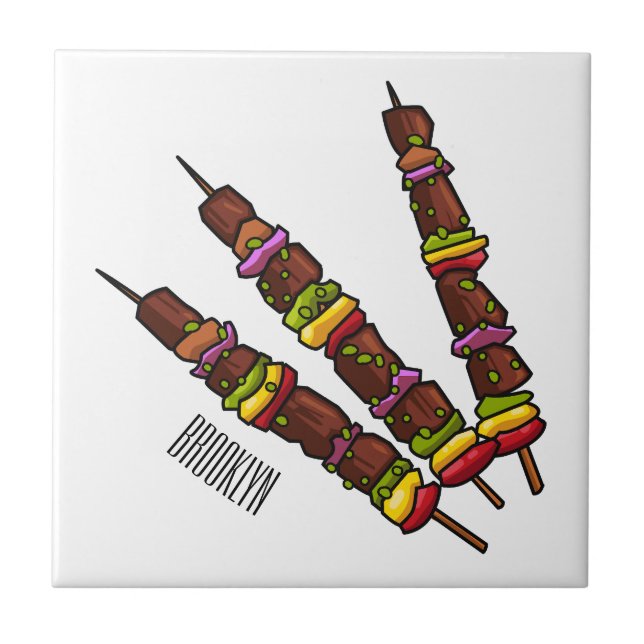 illustration av tecknaden Kebab eller kabob Kakelplatta (Framsidan)