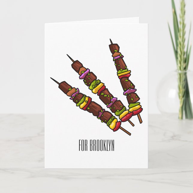 illustration av tecknaden Kebab eller kabob Kort (Framsida)