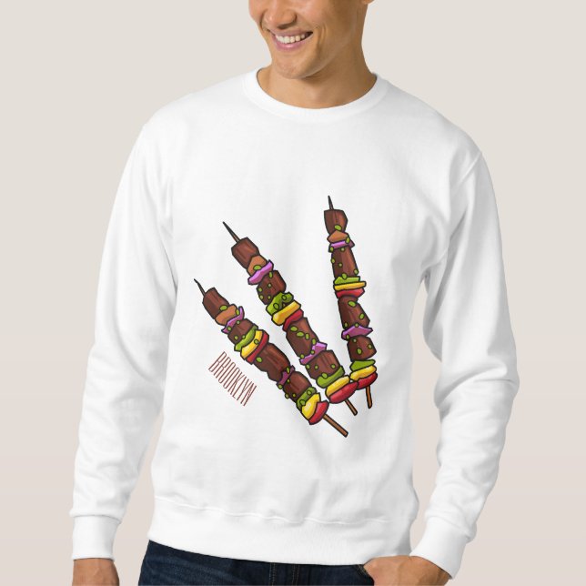illustration av tecknaden Kebab eller kabob Lång Ärmad Tröja (Framsida)