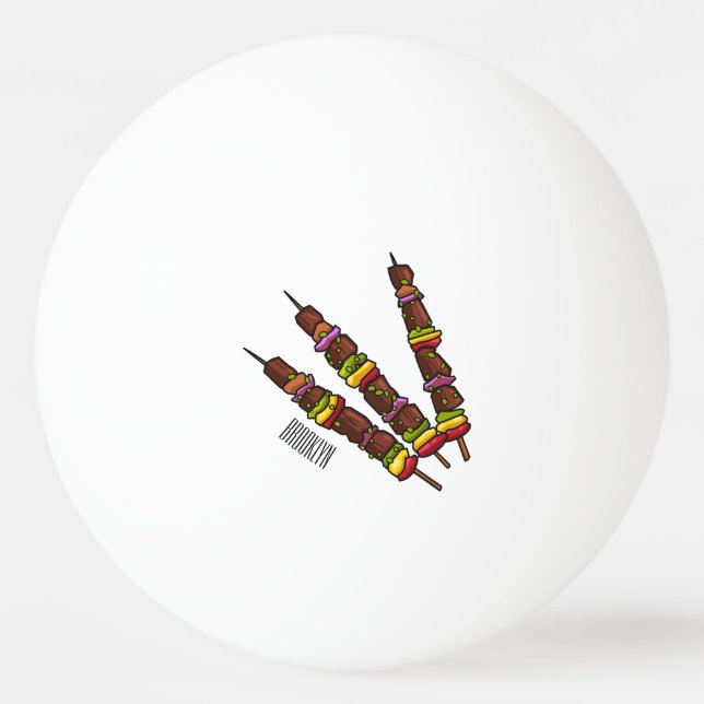 illustration av tecknaden Kebab eller kabob Pingisboll (Framsidan)