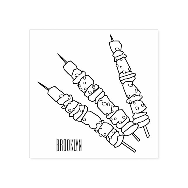 illustration av tecknaden Kebab eller kabob Stämpel (Tryck)