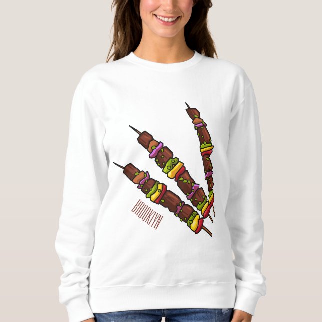 illustration av tecknaden Kebab eller kabob T Shirt (Framsida)