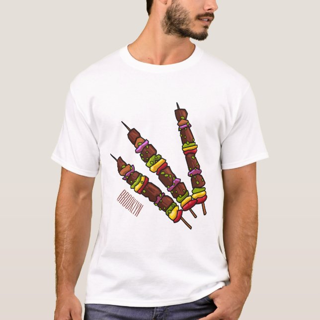 illustration av tecknaden Kebab eller kabob T Shirt (Framsida)