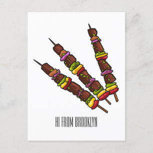 illustration av tecknaden Kebab eller kabob Vykort