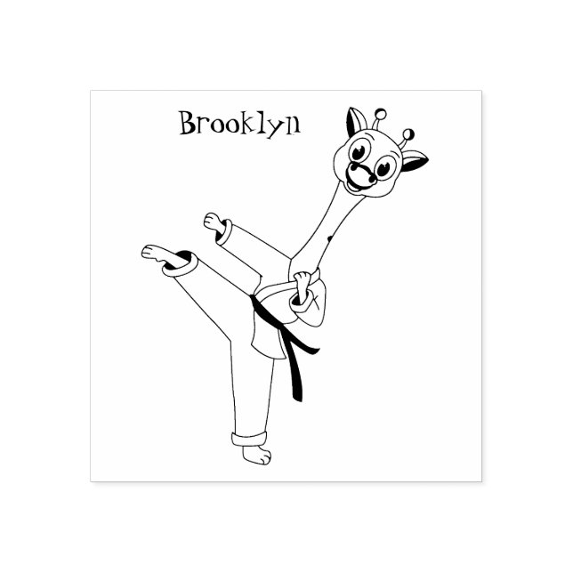 illustration av tecknaden kung fu giraffe stämpel (Tryck)