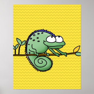 Illustration av Tecknaden Lizard Funny Poster