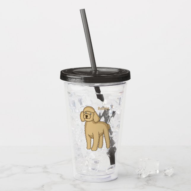 illustration av tecknaden Lycklig brunbrun pudel Take Away Mugg (Framsida Ice)