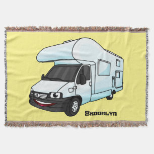 illustration av tecknaden lycklig campervan filt
