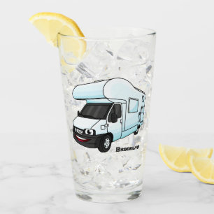 illustration av tecknaden lycklig campervan glaskopp