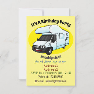 illustration av tecknaden lycklig campervan inbjudningar