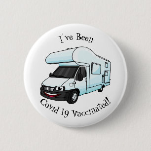 illustration av tecknaden lycklig campervan knapp