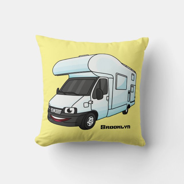 illustration av tecknaden lycklig campervan kudde (Framsida)