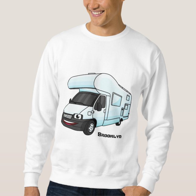 illustration av tecknaden lycklig campervan lång ärmad tröja (Framsida)