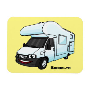 illustration av tecknaden lycklig campervan magnet