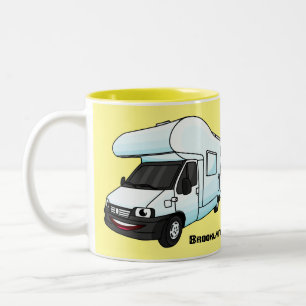 illustration av tecknaden lycklig campervan Två-Tonad mugg