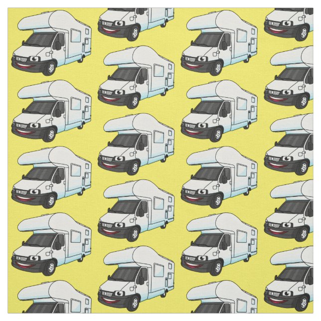 illustration av tecknaden lycklig campervan tyg (Provkarta)