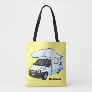 illustration av tecknaden lycklig campervan tygkasse
