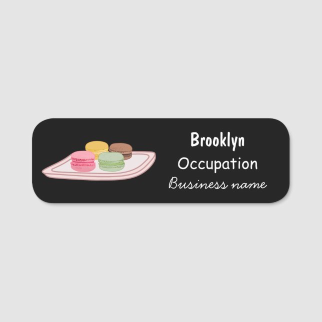 illustration av tecknaden Macaron Namnbricka (Framsida)