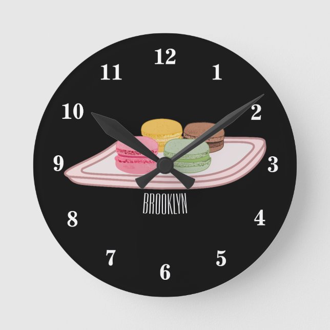 illustration av tecknaden Macaron Rund Klocka (Framsida)