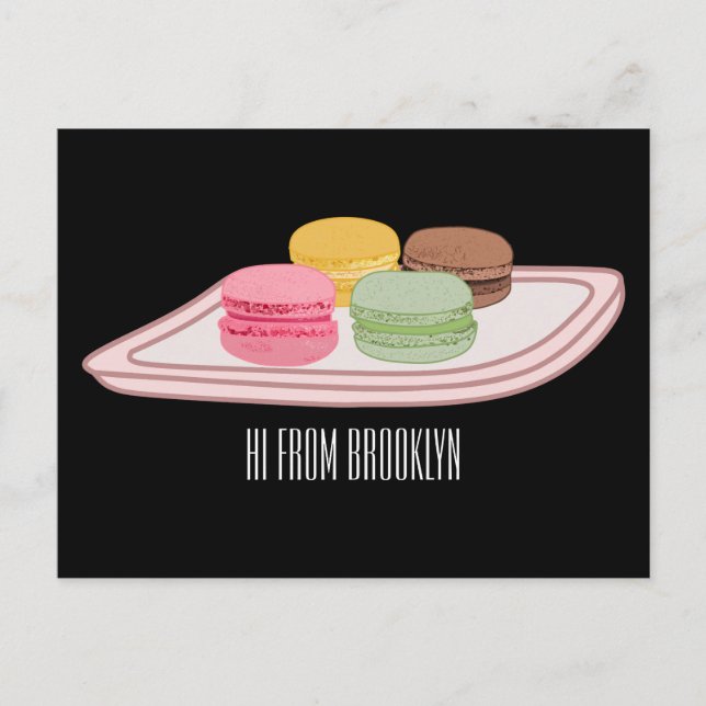 illustration av tecknaden Macaron Vykort (Framsida)