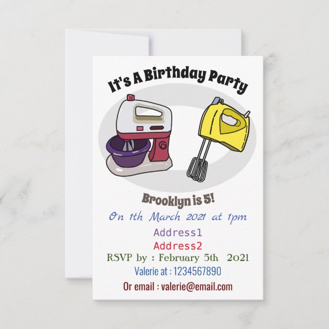 illustration av tecknaden Mixer Inbjudningar (Framsida)