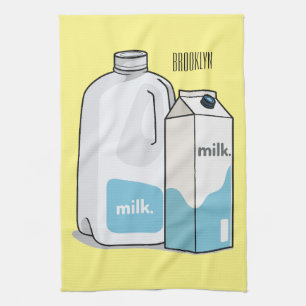 illustration av tecknaden mjölk kökshandduk
