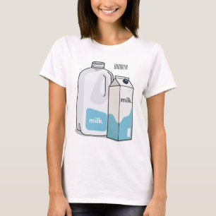 illustration av tecknaden mjölk t shirt