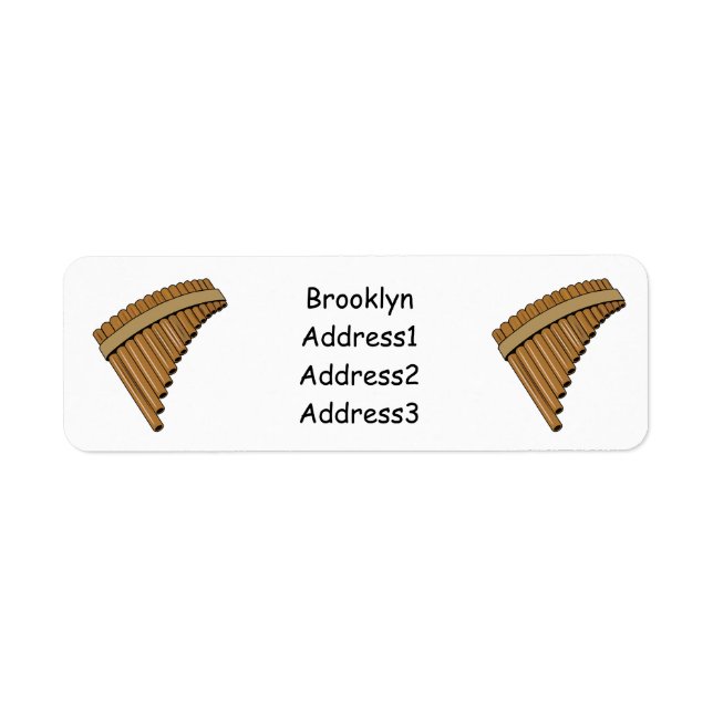 illustration av tecknaden Pan flute/pantrör Returadress Etikett (Framsidan)