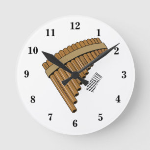 illustration av tecknaden Pan flute/pantrör Rund Klocka
