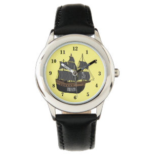 illustration av tecknaden pirat frakt armbandsur