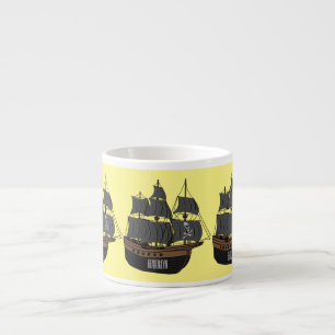 illustration av tecknaden pirat frakt espressomugg