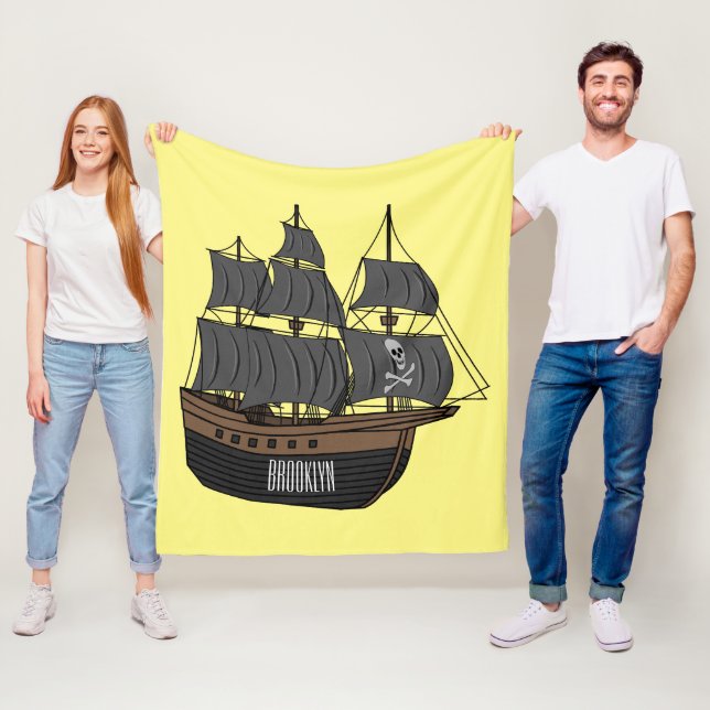 illustration av tecknaden pirat frakt fleecefilt (På plats)
