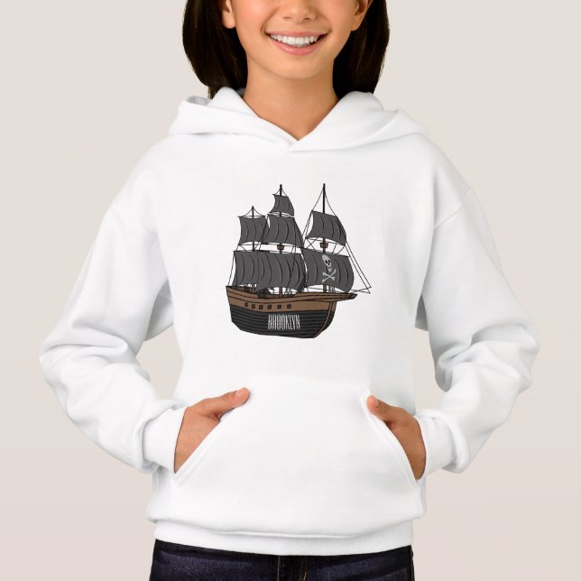 illustration av tecknaden pirat frakt t shirt (Framsida)