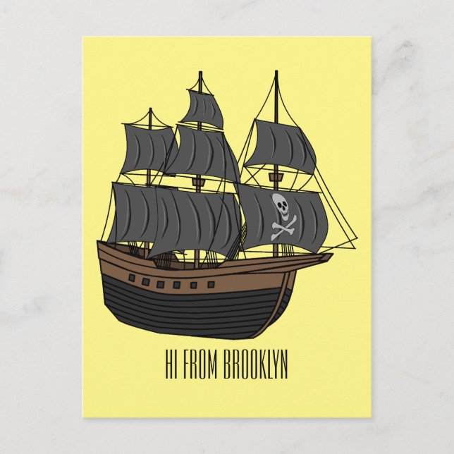 illustration av tecknaden pirat frakt vykort (Framsida)
