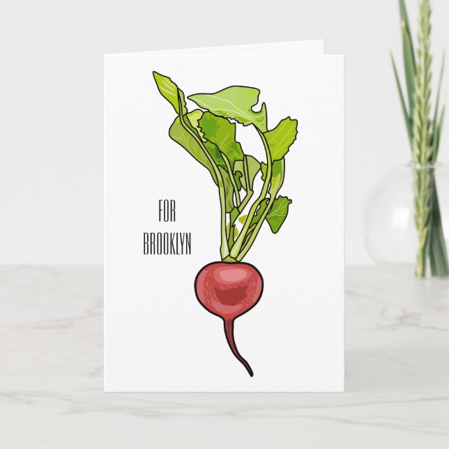 illustration av tecknaden Radish Kort (Framsida)