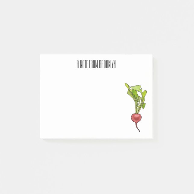 illustration av tecknaden Radish Post-it Block (Framsida)