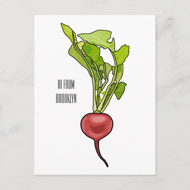 illustration av tecknaden Radish Vykort (Framsida)