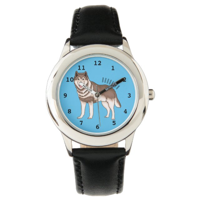 illustration av tecknaden siberian husky armbandsur (Framsida)