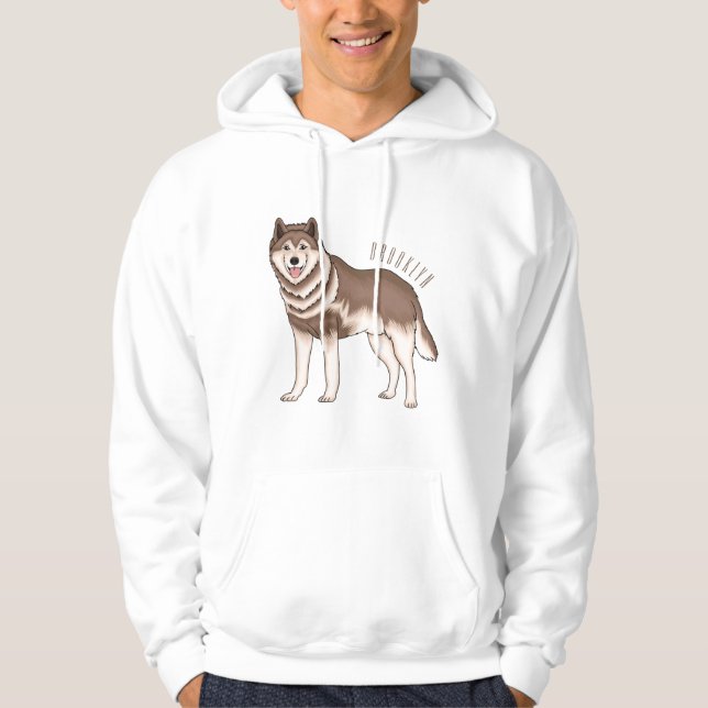 illustration av tecknaden siberian husky hoodie (Framsida)