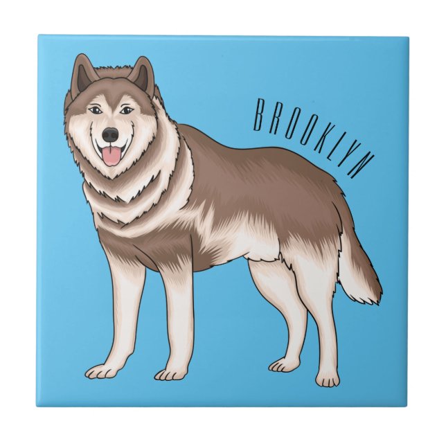 illustration av tecknaden siberian husky kakelplatta (Framsidan)