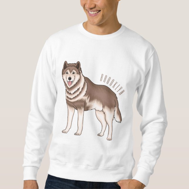 illustration av tecknaden siberian husky lång ärmad tröja (Framsida)