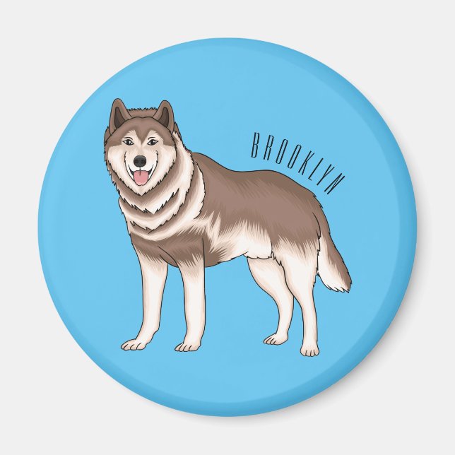 illustration av tecknaden siberian husky magnet (Framsidan)