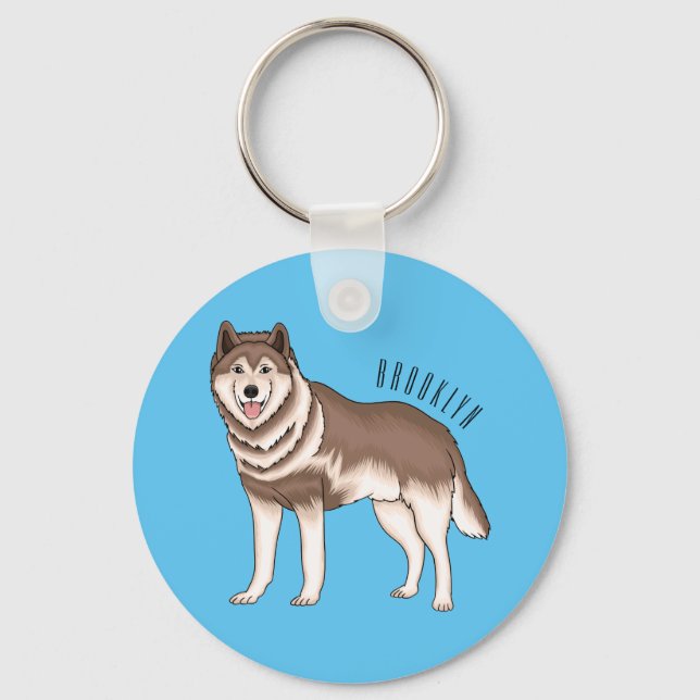 illustration av tecknaden siberian husky nyckelring (Framsida)