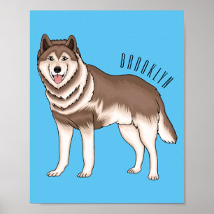 illustration av tecknaden siberian husky poster